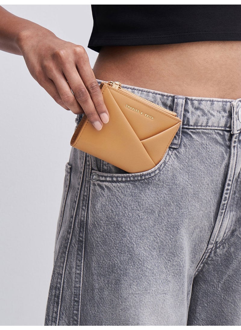 Charles & Keith - CHARLES & KEITH Midori Geometric Top-Zip Wallet for Women - Camel - Image 1