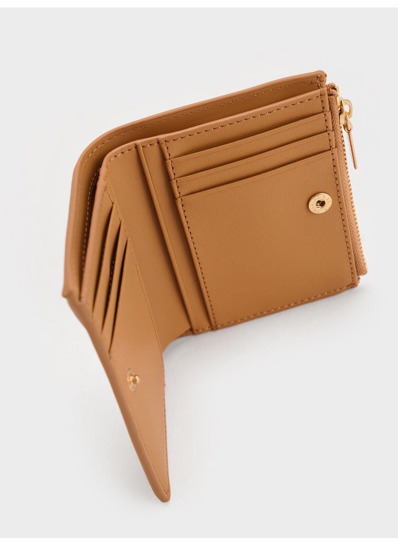Charles & Keith - CHARLES & KEITH Midori Geometric Top-Zip Wallet for Women - Camel - Image 1