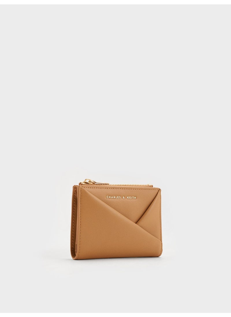 Charles & Keith - CHARLES & KEITH Midori Geometric Top-Zip Wallet for Women - Camel - Image 1