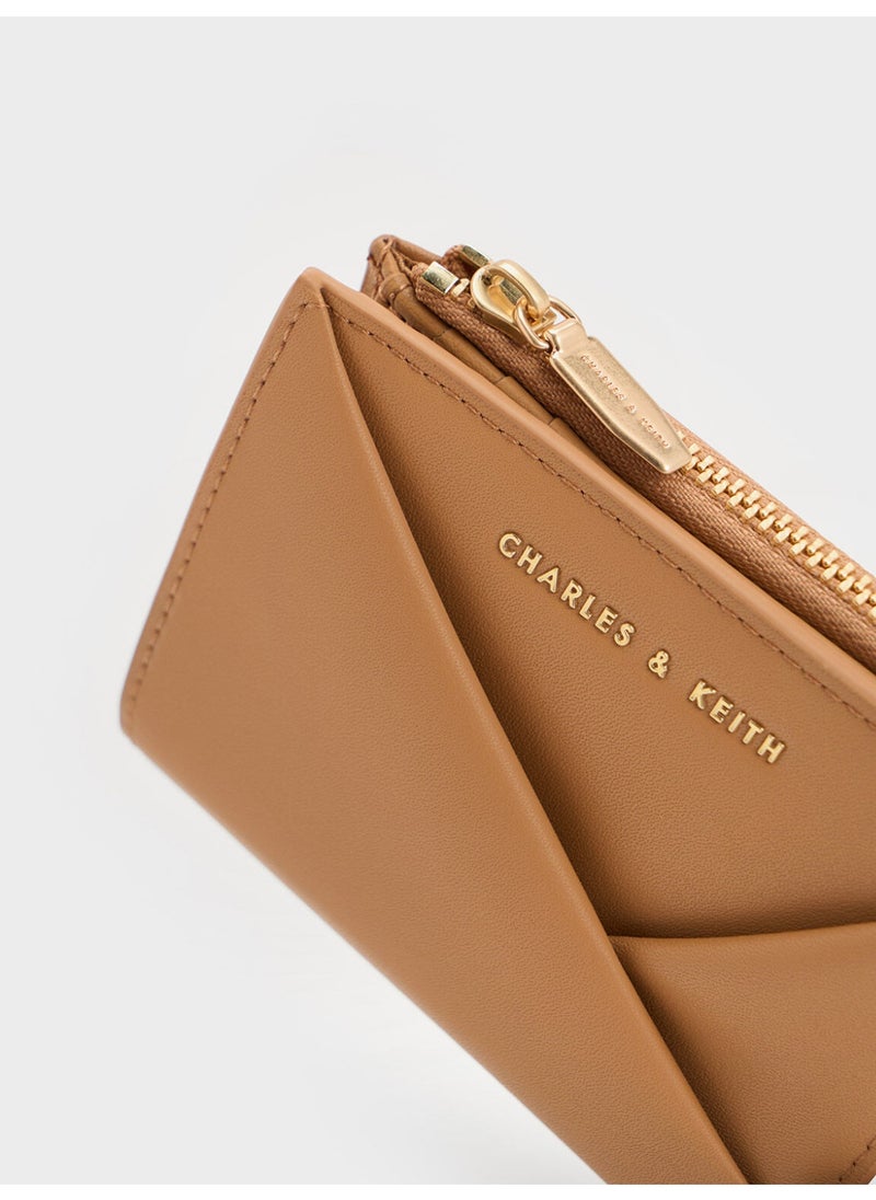 Charles & Keith - CHARLES & KEITH Midori Geometric Top-Zip Wallet for Women - Camel - Image 1