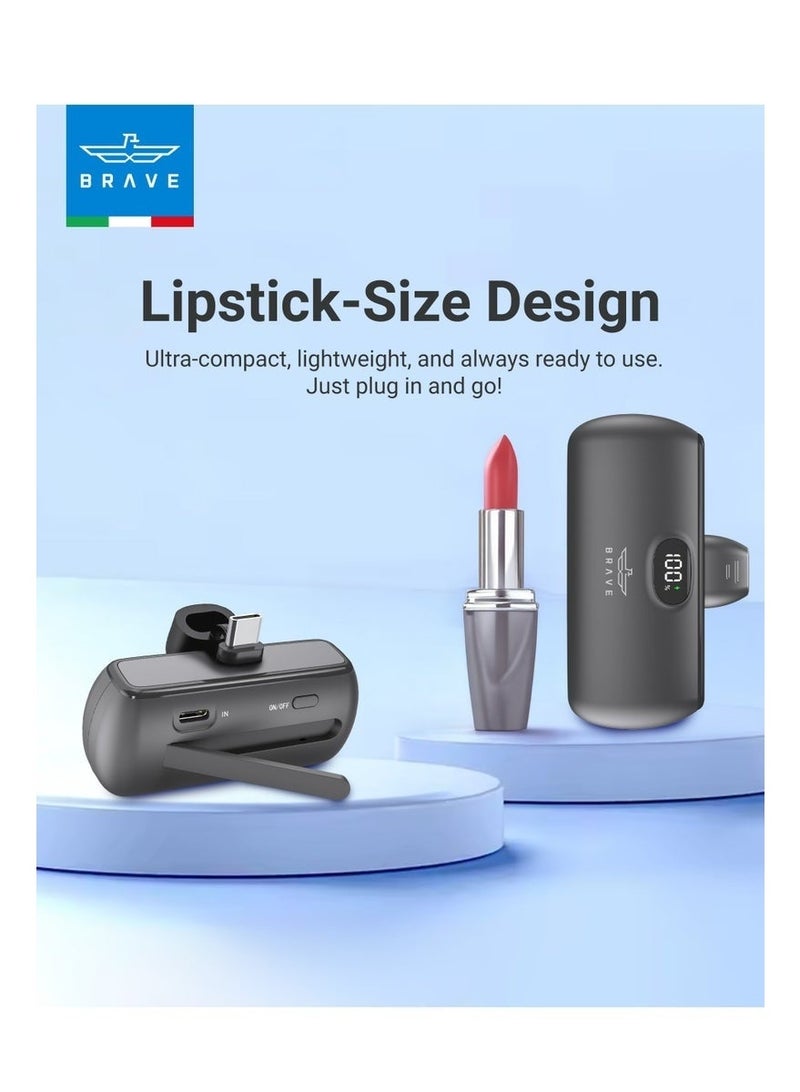 بريف شاحن محمول صغير بسعة 5000 مللي أمبير مع منفذ USB-C وشحن سريع بقوة 20 واط بتقنية PD، يتميز بشاشة LED وحامل قابل للطي، متوافق مع أجهزة iPhone وSamsung Galaxy وPixel وiPad - Image 5