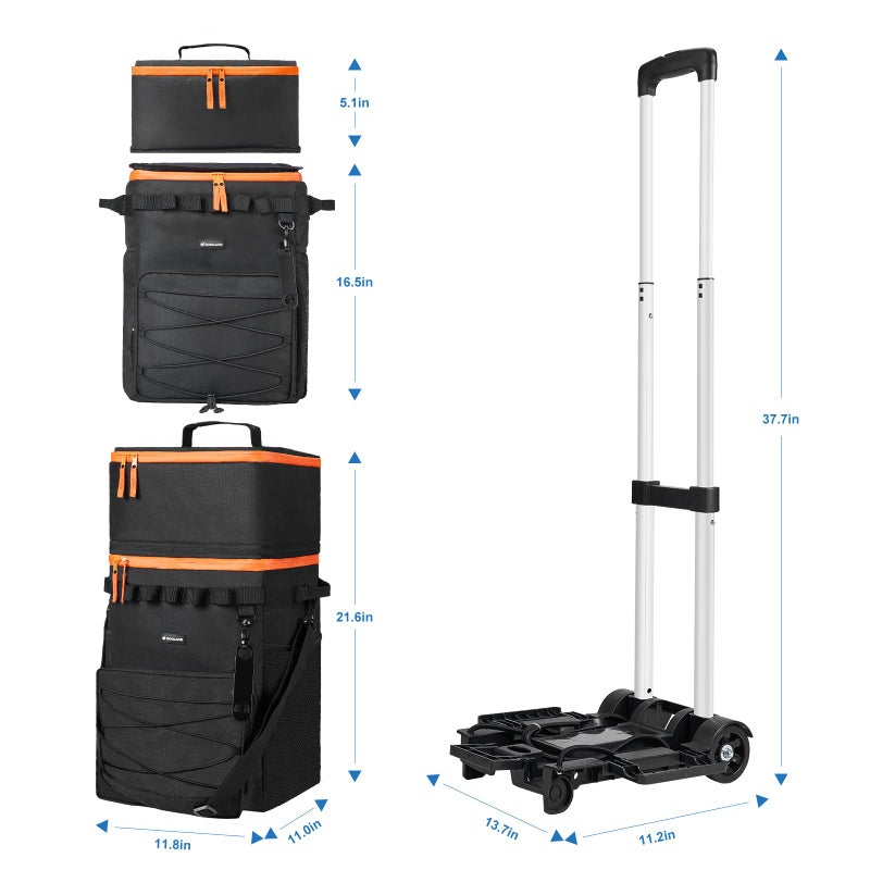 Odoland 48/72 Cans Soft Cooler with Wheels and Handle Collapsible Ice Chest Rolling Coolers on Wheels for Beach Camping Travel and Picnic - Image 4