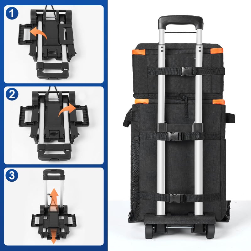 Odoland 48/72 Cans Soft Cooler with Wheels and Handle Collapsible Ice Chest Rolling Coolers on Wheels for Beach Camping Travel and Picnic - Image 3
