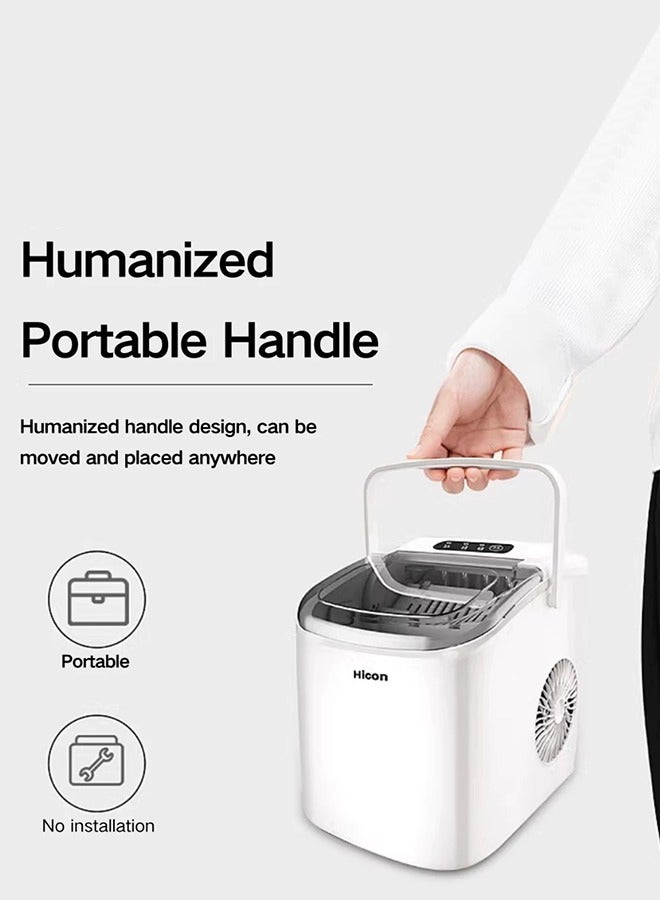 HICON Automatic Ice Maker, 15kg 24hrs Ice Production, Round lce Cube Shape,1.3 Liter Capacity With 6-13mins Ice Making, LED Display 6.2kg 110W for Home Kitchen, Bars, Coffee Shops, Restaurant HZB-16M-White  - Image 3