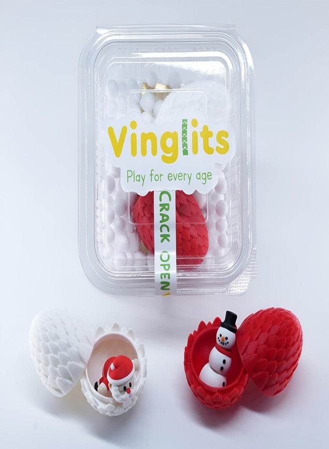 Vinglits Mysteryy Eggs – 3D Printed Animal Fidget Toys – Collectible Fidget Toys – Christmas Theme – Packs of 2, 6 – Fun for Kids & Gifting (Christmas Mysteryy Eggs, Pack of 2) - Image 1