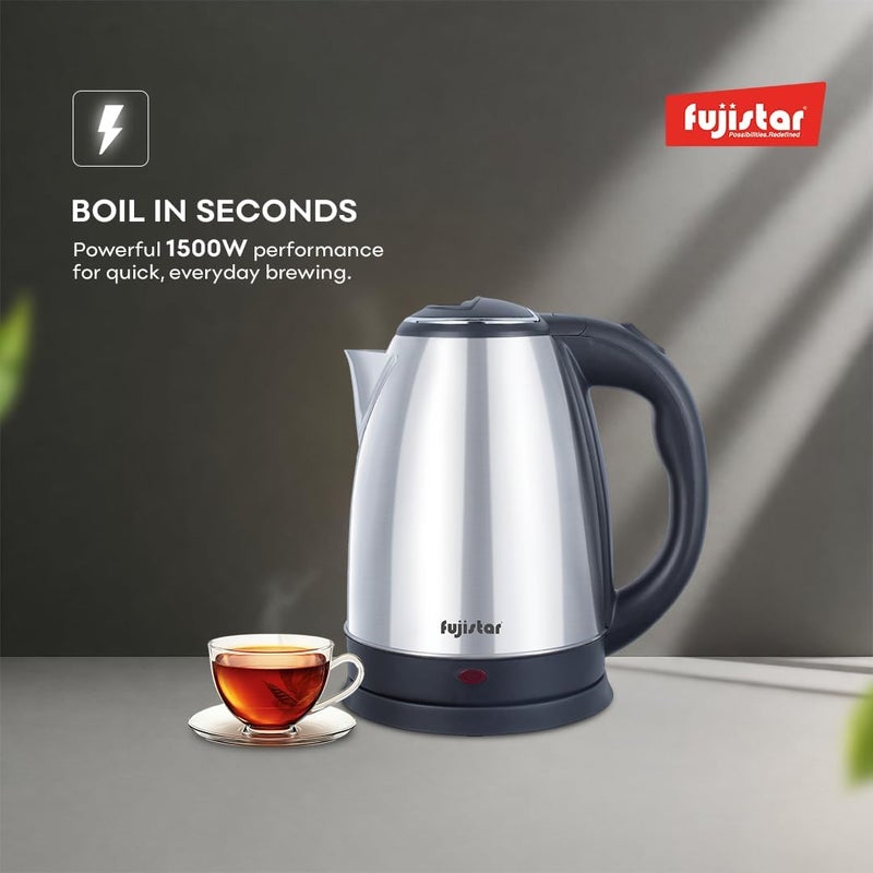 Fujistar FSKT400 Electric Kettle, 1.8L, Stainless Steel, 1500W, Auto Shut-Off, 360° Rotational Base - Image 3