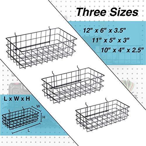 Right Arrange RightArrange Pegboard Baskets, Set of 3 Black - Hooks to Any Peg Board - Square Style Baskets Hold More - Organize Tools, Workbench, Accessories, Garage Storage - Wall Organizer Attachments - Image 3