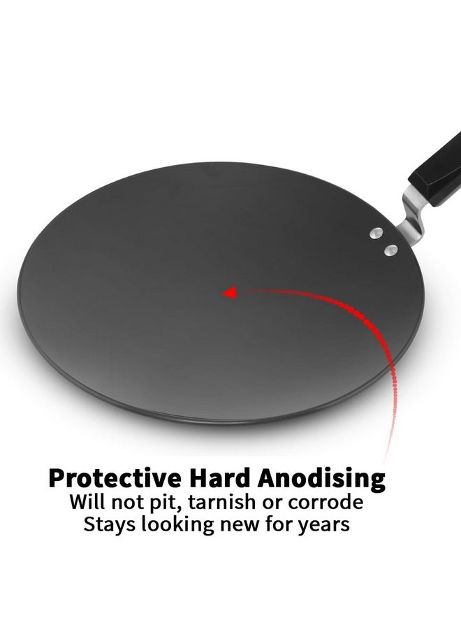 Hawkins Hawkins Futura 30 cm Tava, Hard Anodised Tawa with Plastic Handle, Black (AT30P)  - Image 1