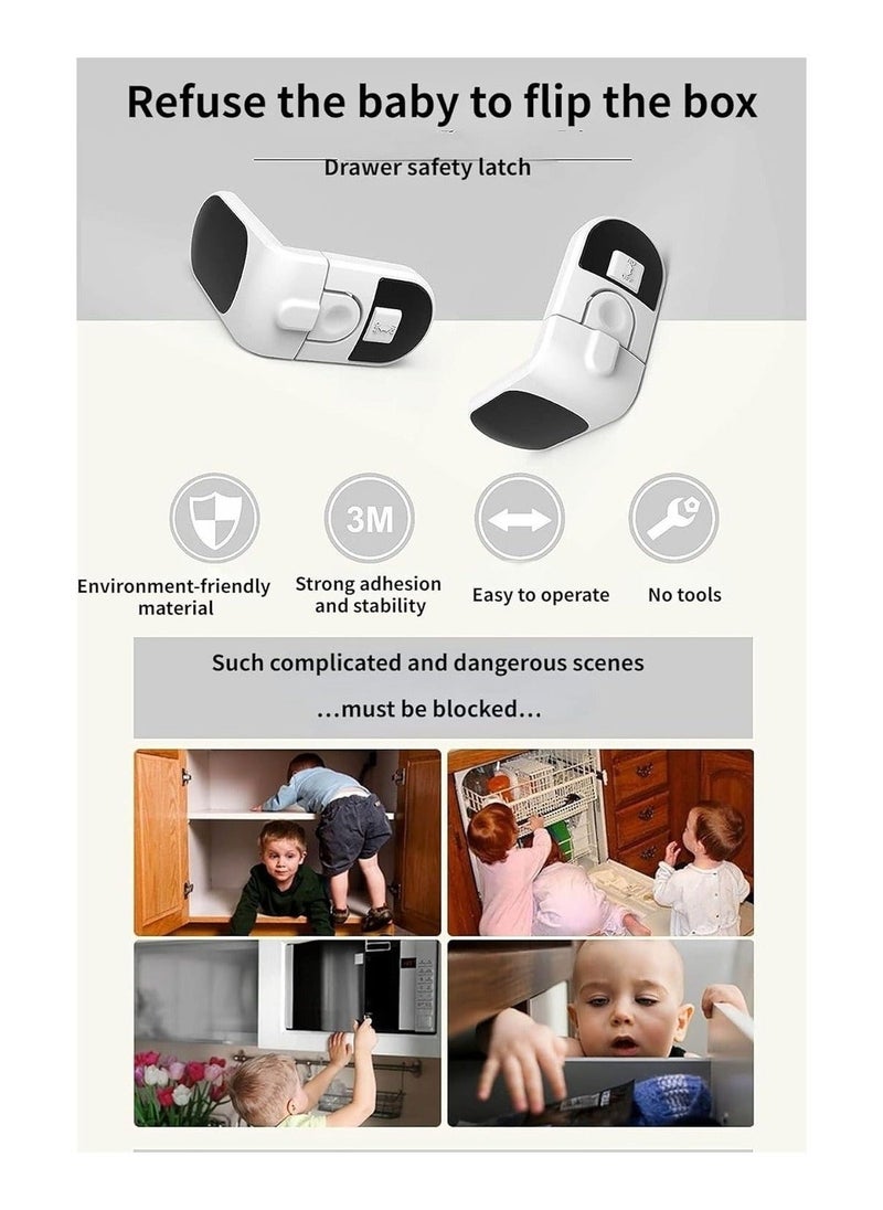 4 Pcs Child Safety Refrigerator Lock for Home Fridge Freezer Door Proof Locks,Kids Safety Cabinet Locks,Anti-Opening Refrigerator Lock - Image 3