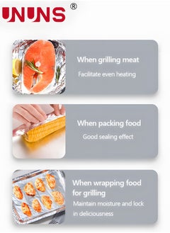 UNUNS Aluminum Foil,2 Rolls Heavy Duty Aluminium Foil Silver For Grilling,Roasting,Baking,And Food Storage,Preserve Freshness  - Image 5