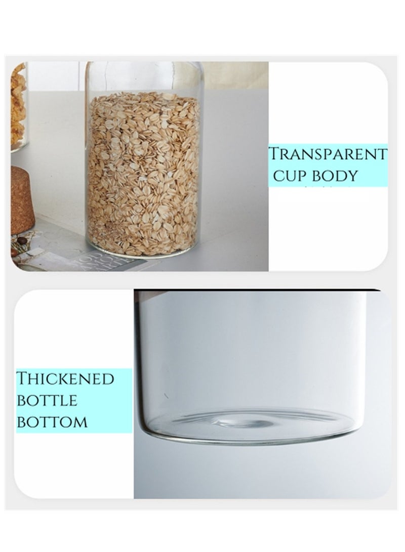 ثلاث زجاجات ، 1200ml محكم زجاج الجرار ، حاويات شفافة ديكور مع سدادات خشبية ، زجاجات تخزين شفافة لتخزين الشاي والقهوة والتوابل والحبوب والمواد الغذائية وعصير الفواكه ( 3 × 1200ml ) . - Image 5