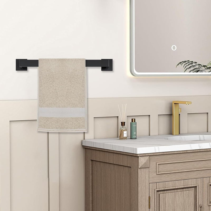JOPOFI 5 Piece Bathroom Towel Bar Set - SUS304 Stainless Steel Bath Towel Holder, 15.7 Inch Towel Racks for Bathroom Wall Mounted, Bathroom Hardware Accessories Set - Matte Black - Image 2