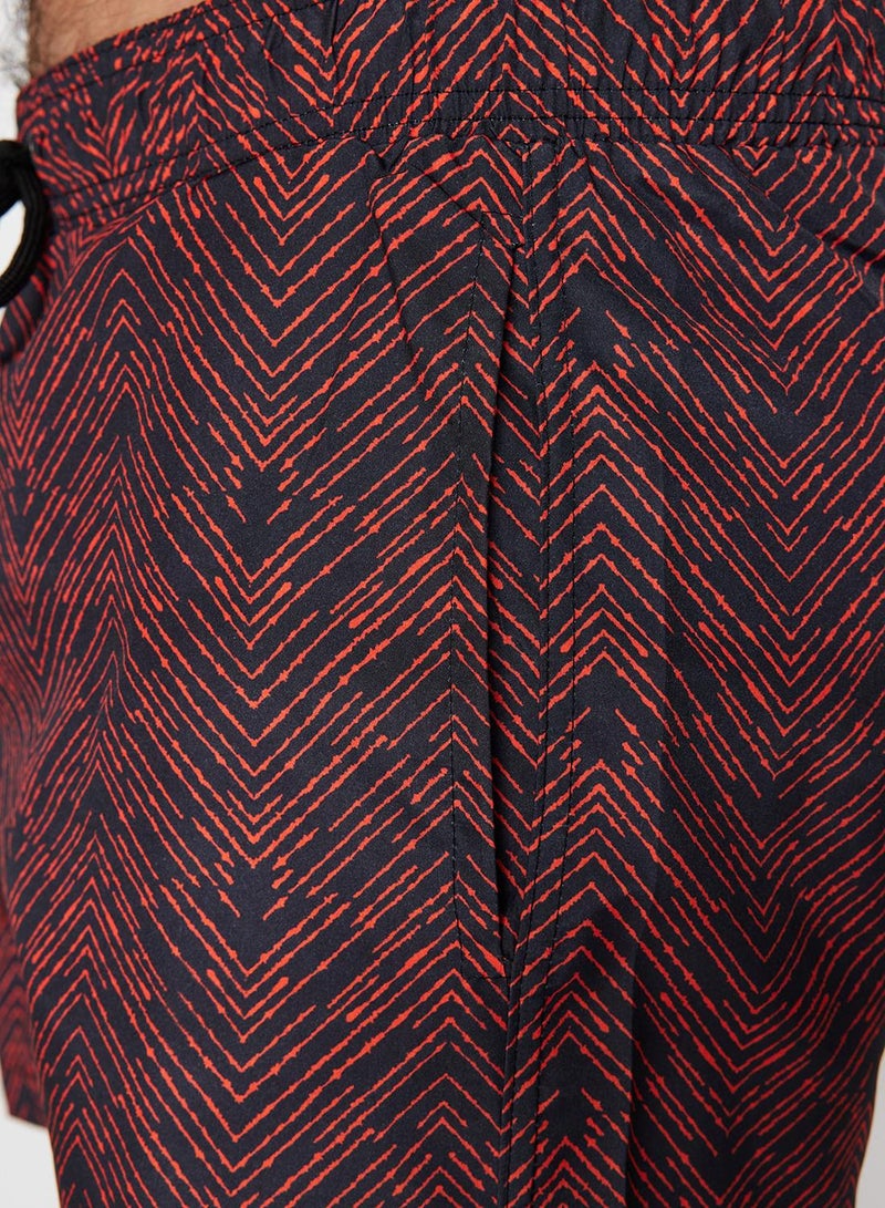trendyol Geometric Patterned Black-Orange Swimsuit Sea Shorts - TMNSS22DS0011 - Image 5
