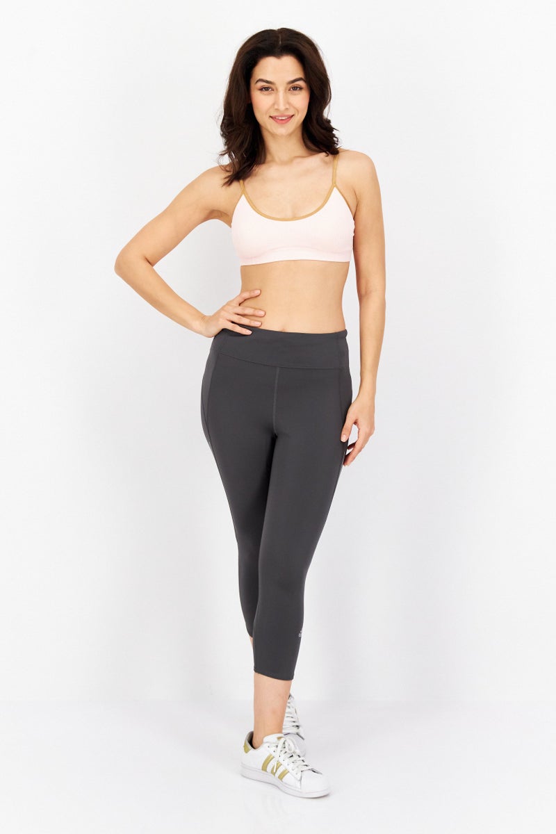 Adidas ملابس رياضية نسائية تناسب شعار العلامة التجارية للجري 3/4 ضيق، رمادي داكن - Image 4