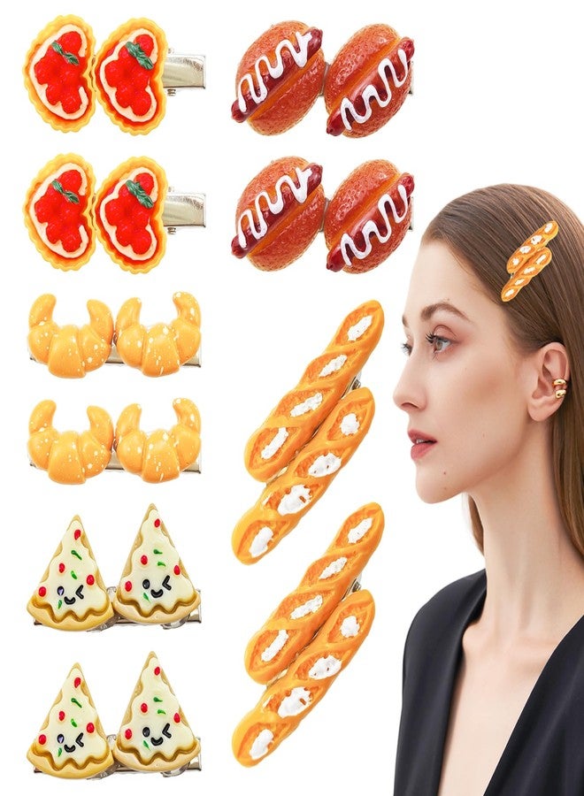Capiant 10 PACK Mini Food Hair Clips, Simulation Pattern Funny Hair Accessories, Side Hair Clips, Egg Tart Duckbill Clips Pizza Simulated Food Hot Dog Hairpins Bread Side Clips Hair Accessories - Image 1