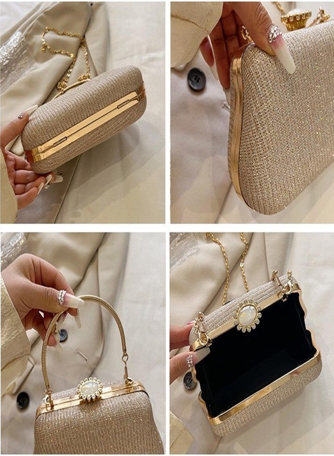 INOVERA (LABEL) Evening Clutches Purse for Women, Girls - Stylish Ladies Party Wedding Clutch with Handle -Shoulder Sling Chain (Gold) - Image 4