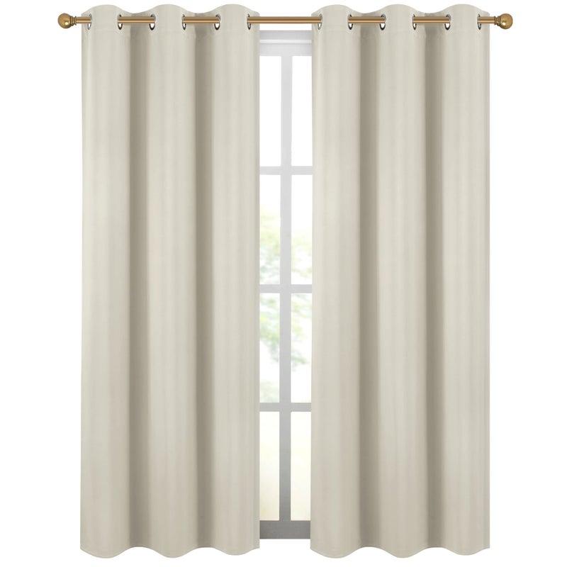 Diraysid Light Beige Grommet Blackout Curtains for Bedroom Thermal Insulated Room Darkening Curtains Drapes 42 x 84 2 Panels
