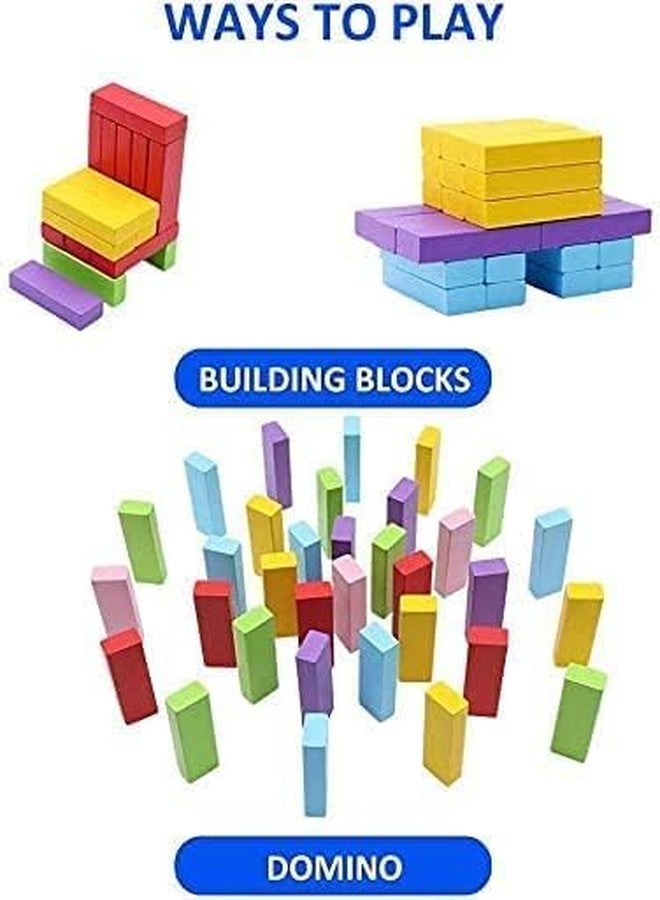 Zelvo Colourful Wooden Blocks for Boys 7-14 Years - Indoor Balancing & Building Game, Montessori Wooden Toys, Kids Activity Tower Block for Cognitive Development & Fun (Colour Blocks) - Image 4