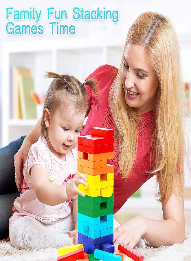 Zelvo Colourful Wooden Blocks for Boys 7-14 Years - Indoor Balancing & Building Game, Montessori Wooden Toys, Kids Activity Tower Block for Cognitive Development & Fun (Colour Blocks) - Image 3