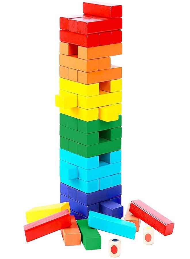Zelvo Colourful Wooden Blocks for Boys 7-14 Years - Indoor Balancing & Building Game, Montessori Wooden Toys, Kids Activity Tower Block for Cognitive Development & Fun (Colour Blocks) - Image 1