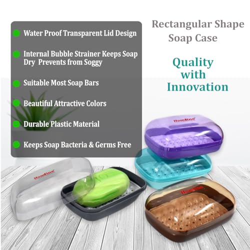 Homfine Soap Case Holder Box with Transparent Lid and Strainer Tray for Home, Kitchen, Bathroom, Washbasin (Colour May Vary, Plastic) (1) - Image 4