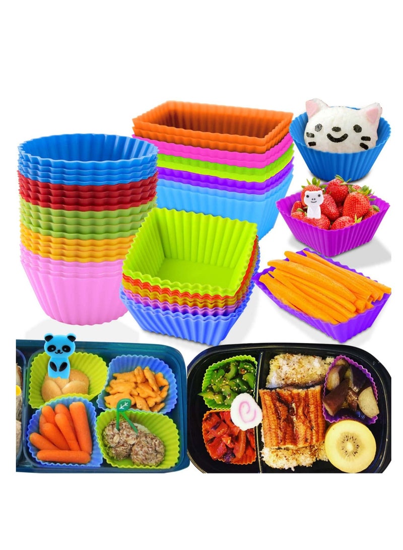 Y&D 40 Pcs Silicone Mini Reusable Muffin Baking Cup Small Cupcake Holders Lunch Box Dividers, Bento Bundle Dividers for Kids Accessories  - Image 1