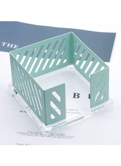 Y&D SYOSI Sticky Note Holder, Memo Pad 4x4 Inch Clear Acrylic Base Metal Mesh Notes Dispenser, Office Accessories Desk Organizer for Organization, Office, Home (Green)  - Image 3