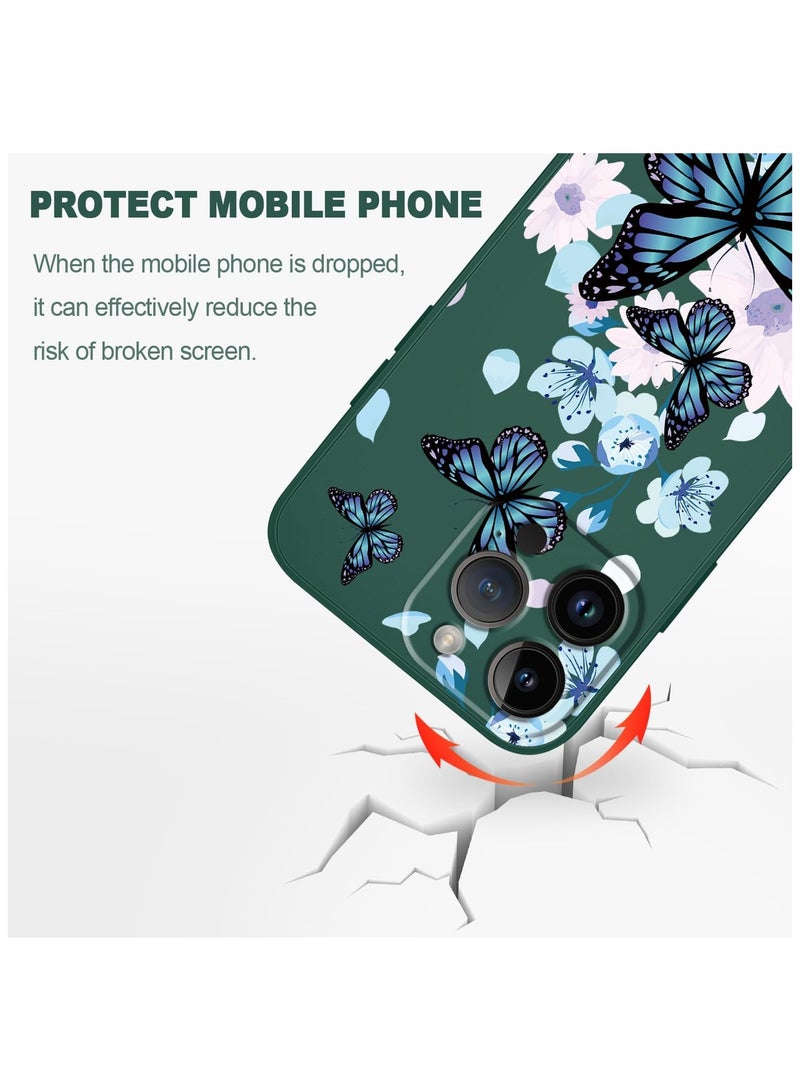 Alyashmac for iPhone 16 Pro Max Case Anti Scratch Microfiber Lining Phone Cover Silicone Ultra Slim Case for iPhone 16 Pro Max 6.9 inch-Aurora erfly Green - Image 5