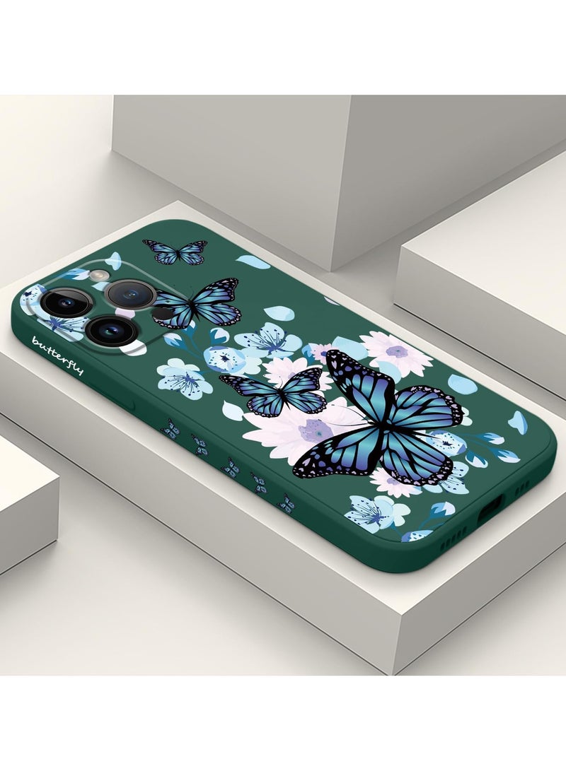 Alyashmac for iPhone 16 Pro Max Case Anti Scratch Microfiber Lining Phone Cover Silicone Ultra Slim Case for iPhone 16 Pro Max 6.9 inch-Aurora erfly Green - Image 2