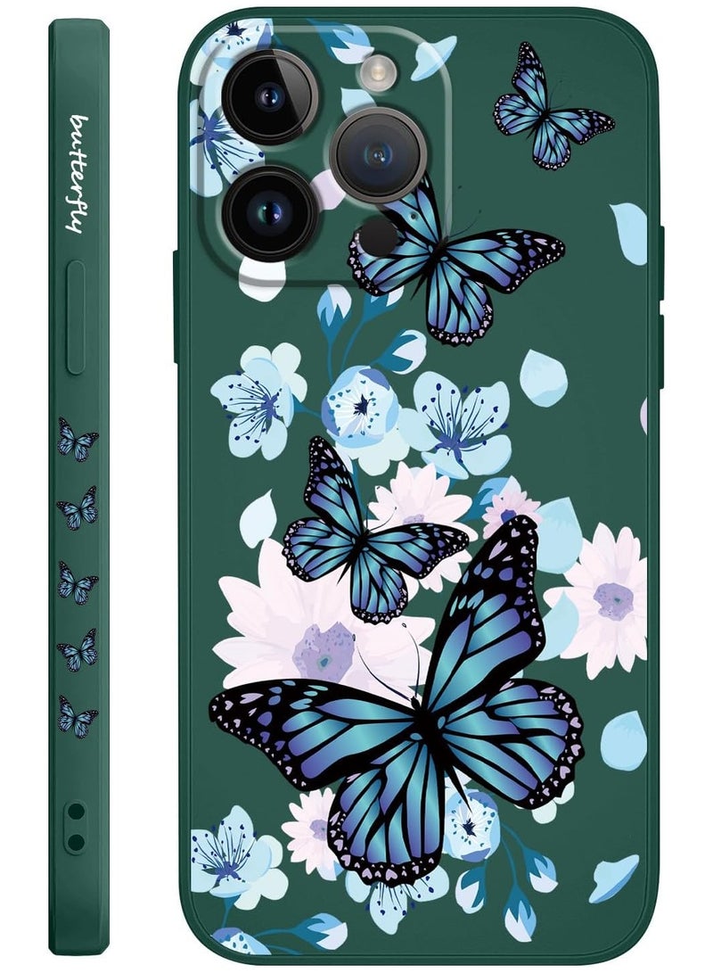 Alyashmac for iPhone 16 Pro Max Case Anti Scratch Microfiber Lining Phone Cover Silicone Ultra Slim Case for iPhone 16 Pro Max 6.9 inch-Aurora erfly Green - Image 1