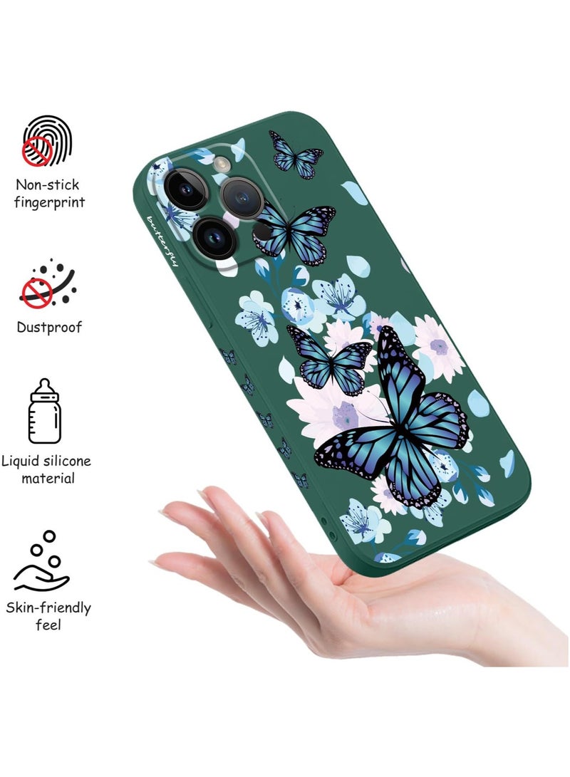 Alyashmac for iPhone 16 Pro Max Case Anti Scratch Microfiber Lining Phone Cover Silicone Ultra Slim Case for iPhone 16 Pro Max 6.9 inch-Aurora erfly Green - Image 4