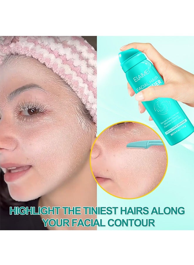 Elaimei Facial Hair Identifier Spray，Hair Identifier Spray for Face Shaving, Women Hair Identifier Spray with 4 Pcs Green Face Razors, Gentle and Effective Facial Hair Identifier Spray for Dermaplaning, Suit to All Skin Types  114g - Image 5