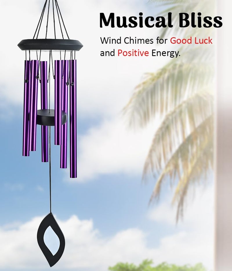 ZAICUS Wind Chimes for Home Decor – 21 inch Purple Metal Hanging Wind Chime for Balcony, Garden, Indoor & Outdoor Use, Housewarming Gift - Image 2