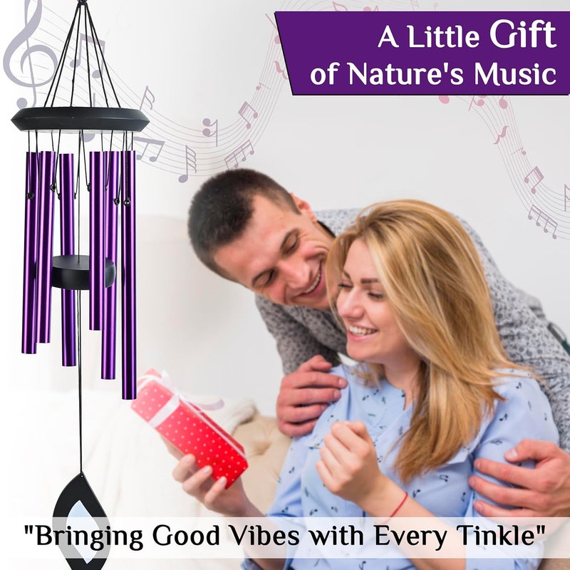 ZAICUS Wind Chimes for Home Decor – 21 inch Purple Metal Hanging Wind Chime for Balcony, Garden, Indoor & Outdoor Use, Housewarming Gift - Image 3