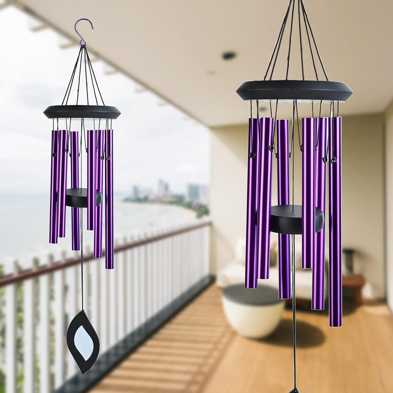 ZAICUS Wind Chimes for Home Decor – 21 inch Purple Metal Hanging Wind Chime for Balcony, Garden, Indoor & Outdoor Use, Housewarming Gift - Image 1