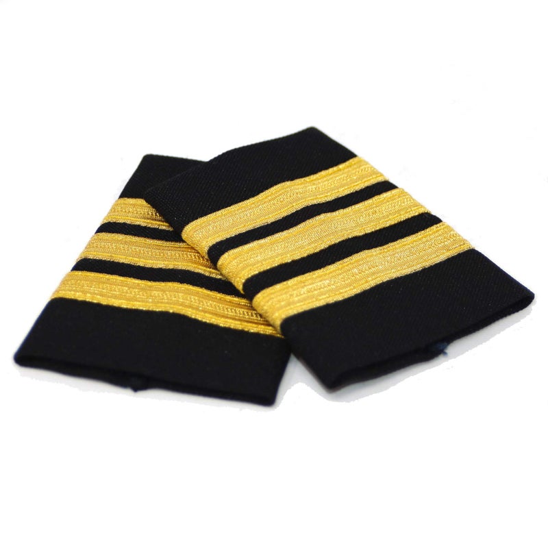 Aero Phoenix Professional Pilot Uniform Epaulets - Three Bars - First Officer - Gold Metallic on Black - Image 4