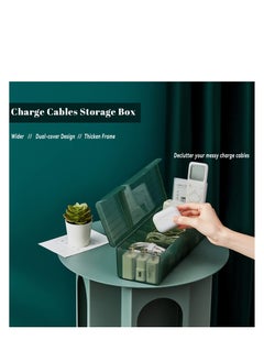Excefore Clear USB Cable Cord Organizer Box, Data Cable Organizer Box, Small Sized Plastic Storage Boxes With Deviders, Charging Cord Hider Box, Sticky Notes and 1.5M Reusable Hoop&Loop Tape  - Image 2