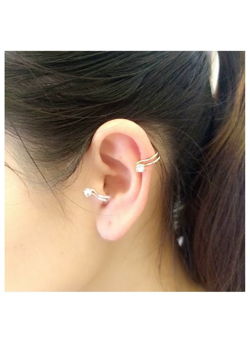 Generic - 2Pcs One Pair Ear Cuff Earrings Piercing nose Women Charming Non Piercing Cartilage Ear Clip Without Pierced Earrings  Silver Color - Image 1