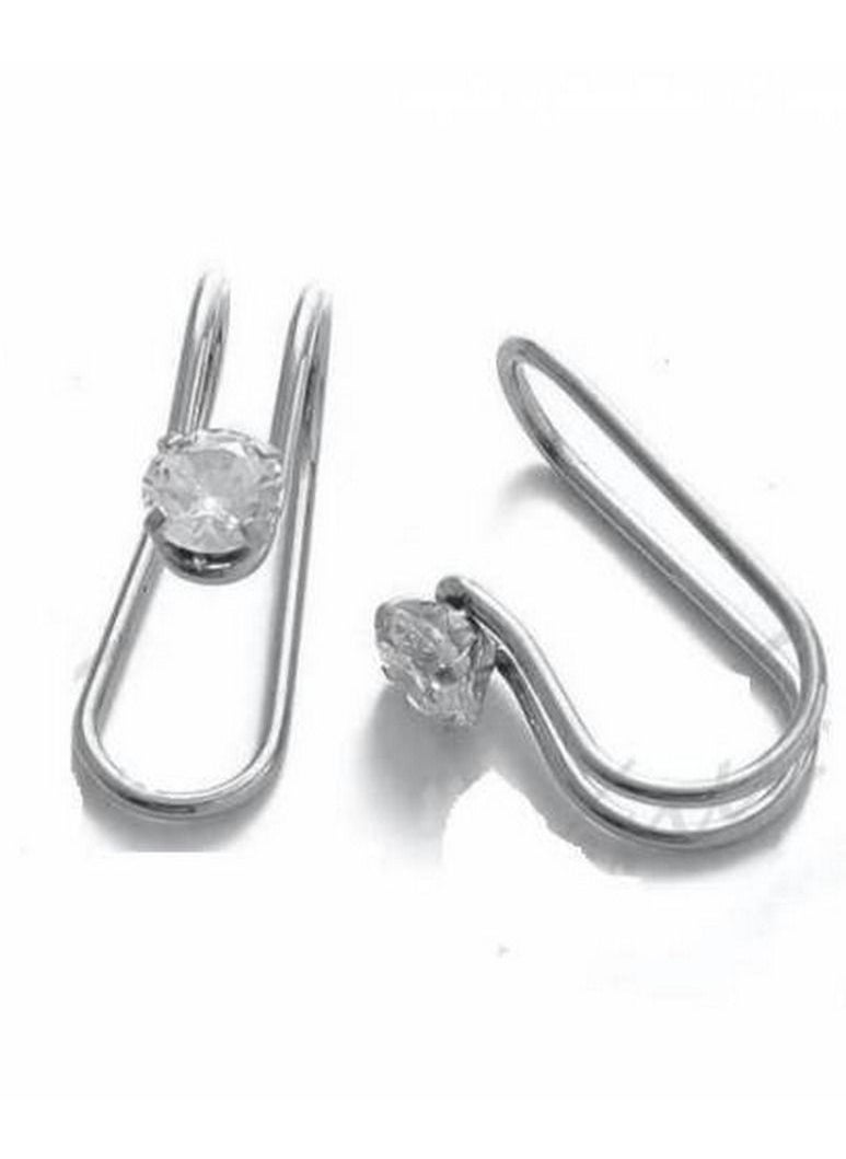 Generic - 2Pcs One Pair Ear Cuff Earrings Piercing nose Women Charming Non Piercing Cartilage Ear Clip Without Pierced Earrings  Silver Color - Image 1