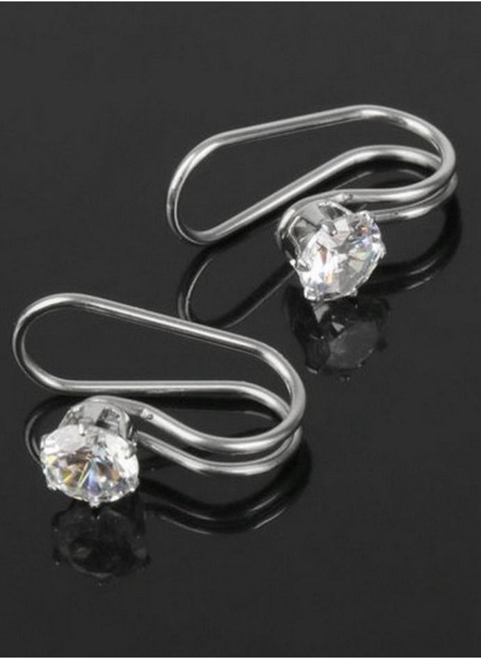 Generic - 2Pcs One Pair Ear Cuff Earrings Piercing nose Women Charming Non Piercing Cartilage Ear Clip Without Pierced Earrings  Silver Color - Image 1