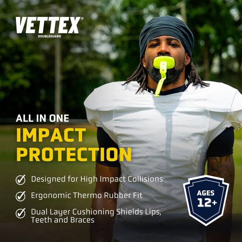 Vettex Markwort Vettex Doubleguard Mouthguard for Football, Lacrosse, MMA, Boxing, Braces - Breathable Doubleguard with Lip Protection and Strap, Columbia Blue - Image 2