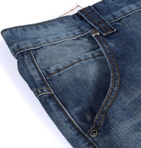 Yeokou Men's Casual Loose Hip Hop Denim Work Pants Jeans with Cargo Pockets(LightBlue-40) - Image 4