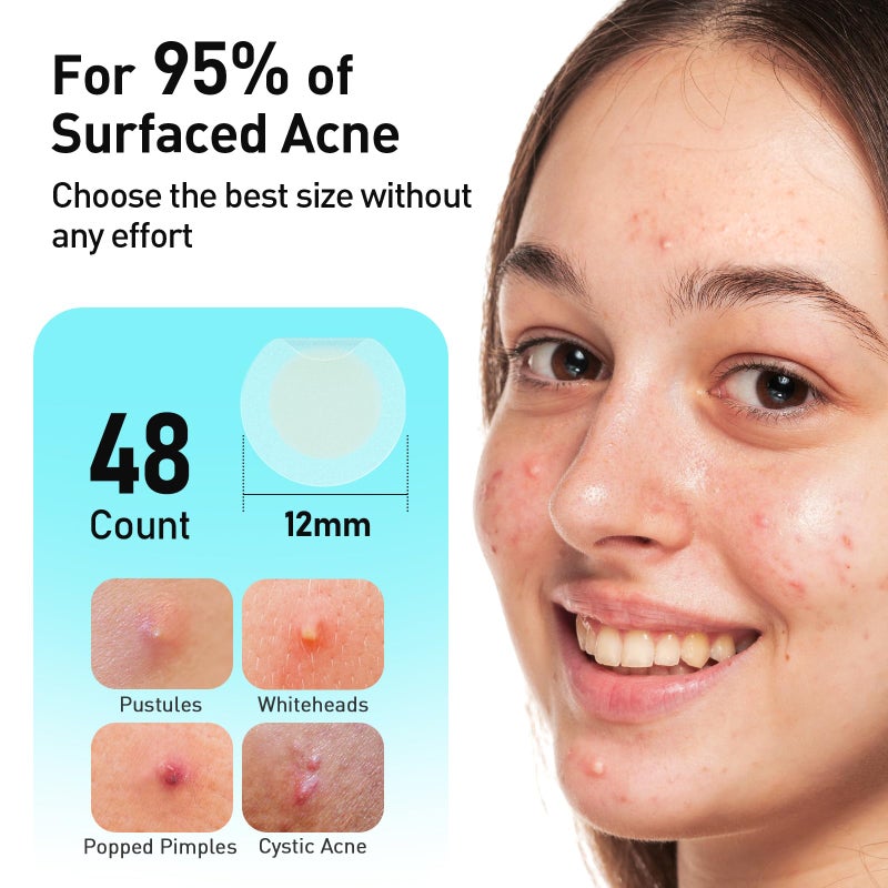 TKTK Pimple Patches, 12 mm Invisible Acne Patches for Face with Salicylic Acid, 0.01cm Extra Thin Outer Edge, Hydrocolloid Zit Patch for Pustule, Whitehead, Cystic Acne Spot, 48 Count - Image 5