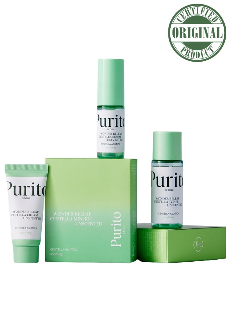 PURITO Sensitive & Irritated Skin Relief – PURITO Wonder Releaf Centella Mini Kit Unscented Travel Set for Soothing, Repairing & Strengthening Skin Barrier - Image 1