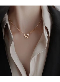 Home Clearance Sale 1pc Mini Hollow Out Butterfly Pendant Thin Chain Necklace Elegant Neck Jewelry  - Image 1