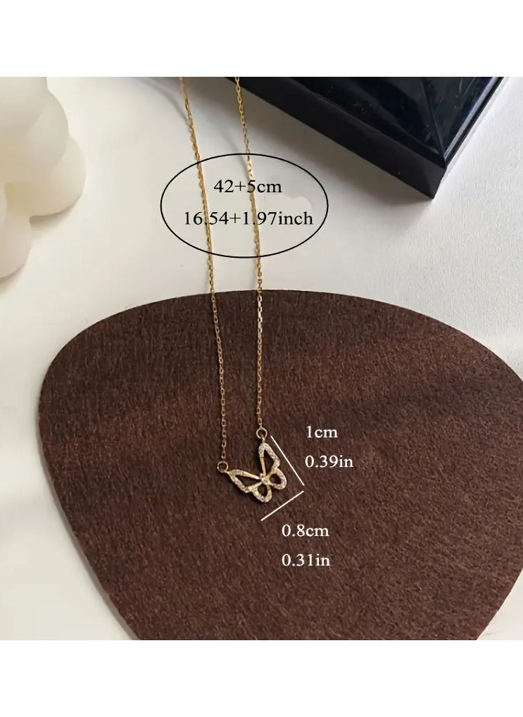 Home Clearance Sale - 1pc Mini Hollow Out Butterfly Pendant Thin Chain Necklace Elegant Neck Jewelry - Image 1