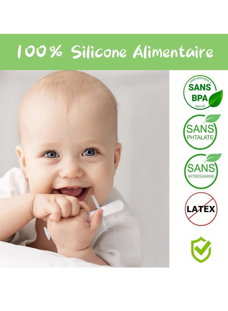 Bebiland 2PCS Teether Toy Silicone Baby Teether with Suction Cup, Baby Teething Toy with 2 Anti-Lost Chain, Teething Ring for 2 Months Above Infant Sore Gums Pain Relief (Clear)  - Image 3