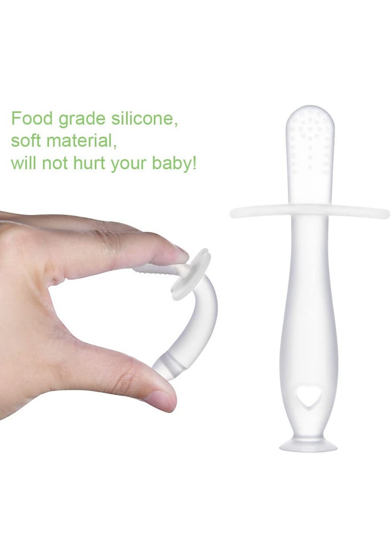 Bebiland 2PCS Teether Toy Silicone Baby Teether with Suction Cup, Baby Teething Toy with 2 Anti-Lost Chain, Teething Ring for 2 Months Above Infant Sore Gums Pain Relief (Clear)  - Image 4