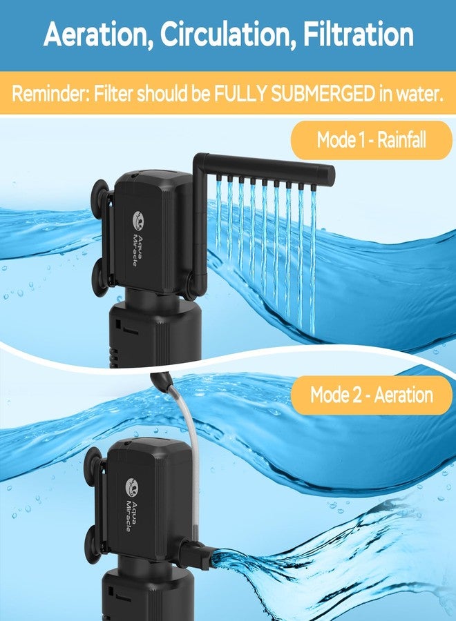 AquaMiracle فلتر حوض السمك AquaMiracle مع مؤقت وإسفنجة ترشيح، فلتر حوض السمك بالأشعة فوق البنفسجية 130 جالون في الساعة مع أوضاع التهوية والمطر، فلتر فعال للسلاحف للتحكم في المياه الخضراء (حوض من 10 إلى 30 جالون) - Image 5