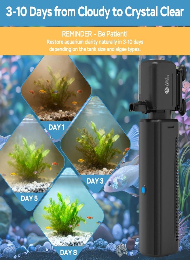AquaMiracle فلتر حوض السمك AquaMiracle مع مؤقت وإسفنجة ترشيح، فلتر حوض السمك بالأشعة فوق البنفسجية 130 جالون في الساعة مع أوضاع التهوية والمطر، فلتر فعال للسلاحف للتحكم في المياه الخضراء (حوض من 10 إلى 30 جالون) - Image 2